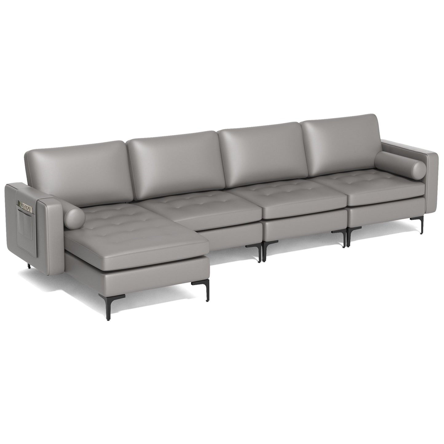 Modular L-shaped Sectional Sofa with Reversible Chaise and 2 USB Ports, Light Gray Sofas & Loveseats   at Gallery Canada