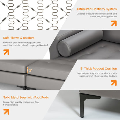 Modular L-shaped Sectional Sofa with Reversible Chaise and 2 USB Ports, Light Gray Sofas & Loveseats   at Gallery Canada