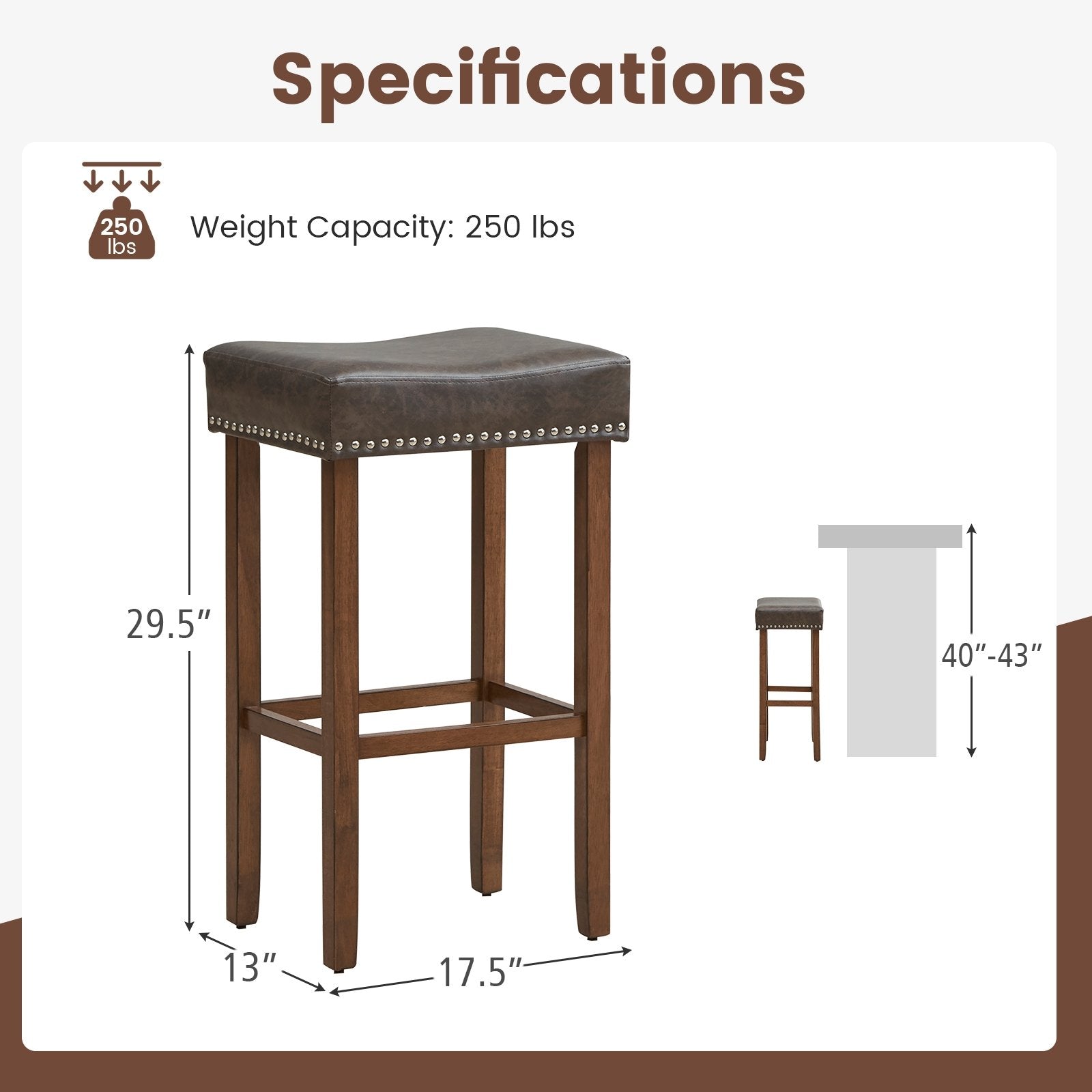 Upholstered Bar Stools Set of 2 with Footrests for Counter, Dark Gray Bar Stools   at Gallery Canada