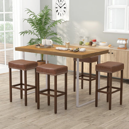 Upholstered Bar Stools Set of 2 with Footrests for Counter, Brown Bar Stools   at Gallery Canada