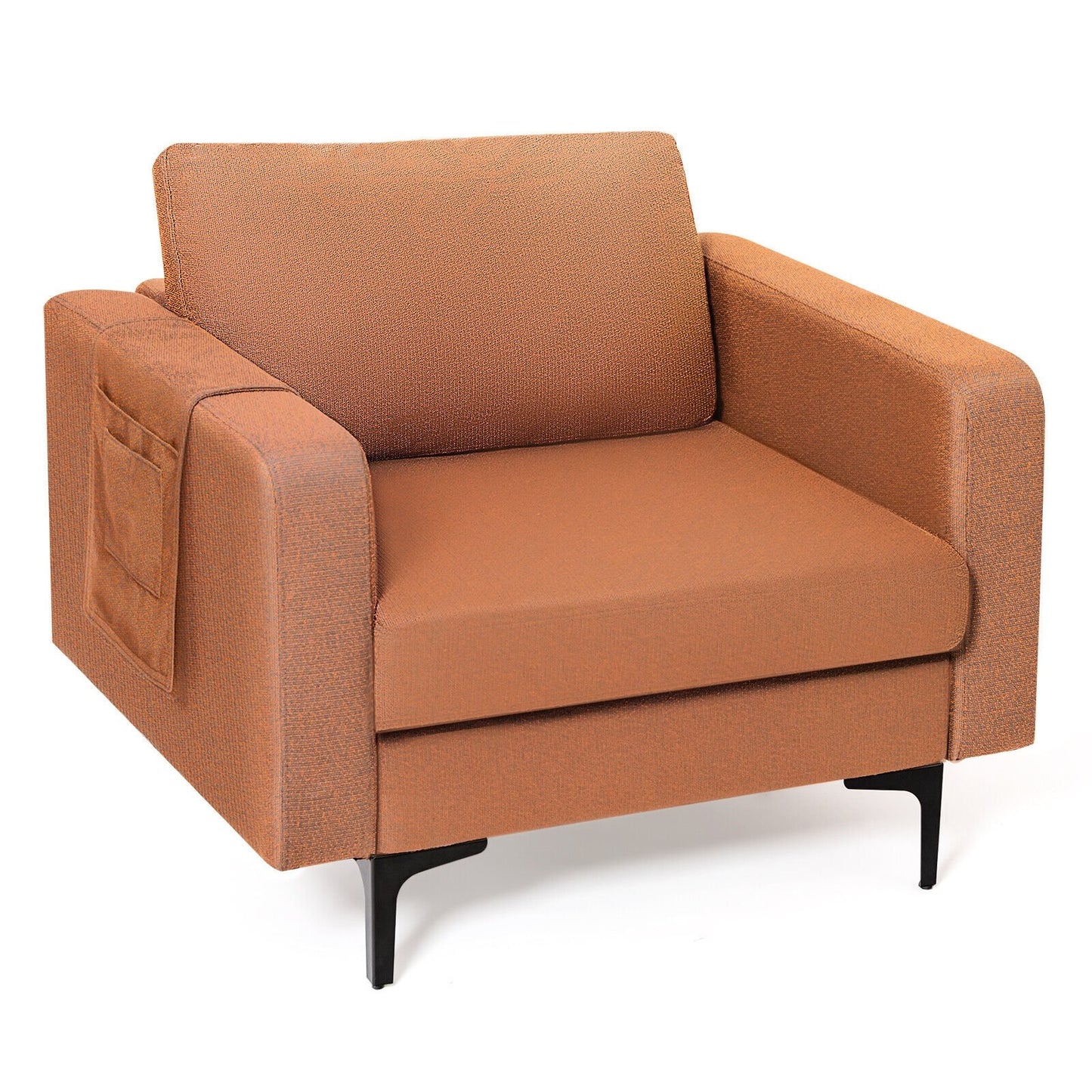 Modern Accent Armchair with Side Storage Pocket, Orange Accent Chairs   at Gallery Canada