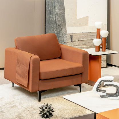 Modern Accent Armchair with Side Storage Pocket, Orange Accent Chairs   at Gallery Canada