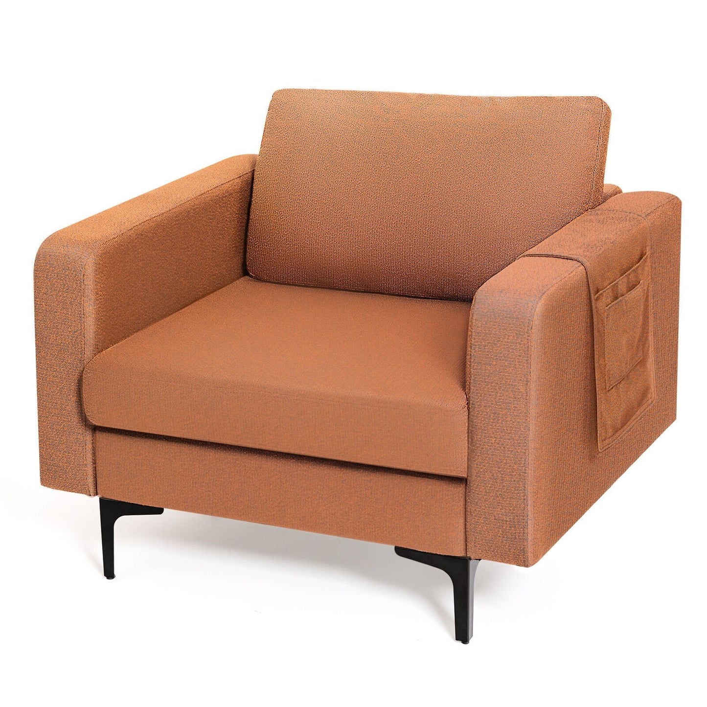 Modern Accent Armchair with Side Storage Pocket, Orange Accent Chairs   at Gallery Canada