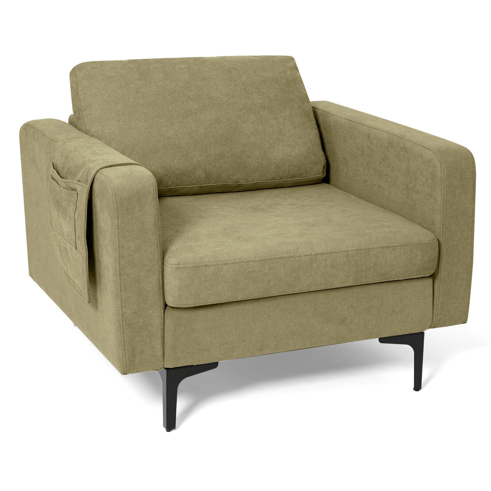 Modern Accent Armchair with Side Storage Pocket, Green Accent Chairs   at Gallery Canada