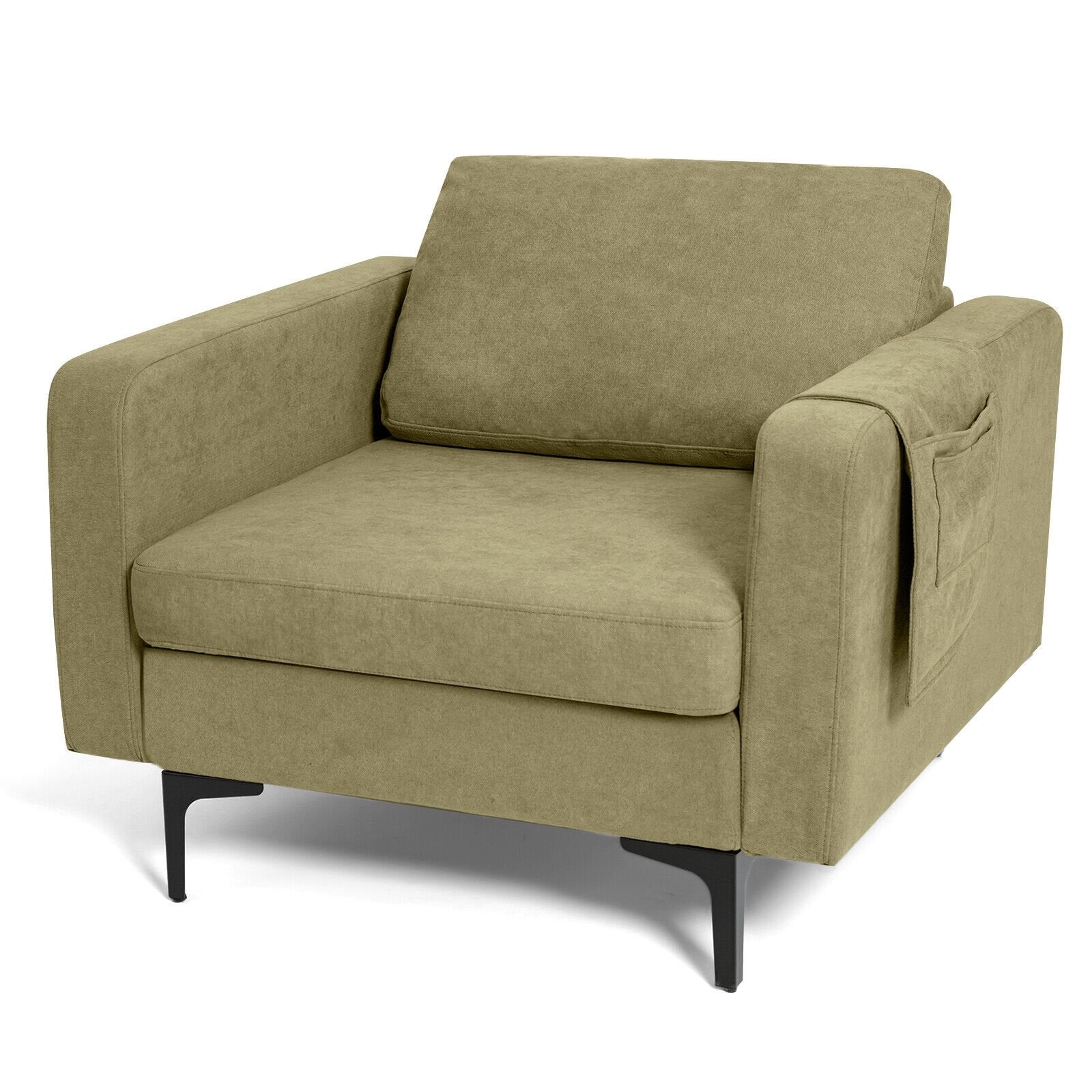 Modern Accent Armchair with Side Storage Pocket, Green Accent Chairs   at Gallery Canada