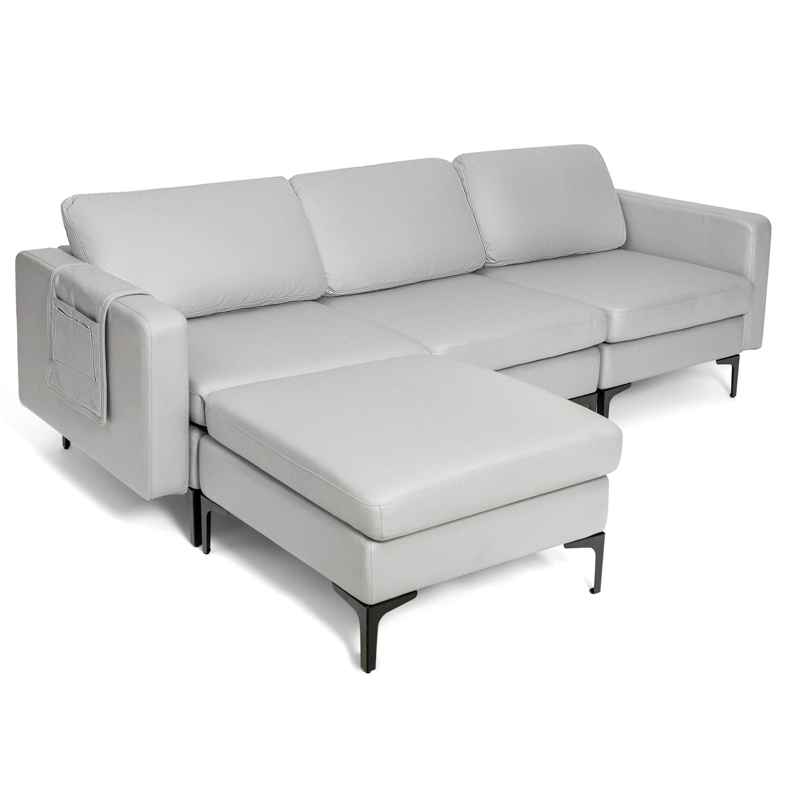 Modular L-shaped Sectional Sofa with Reversible Chaise and 2 USB Ports, Light Gray Sofas & Loveseats   at Gallery Canada