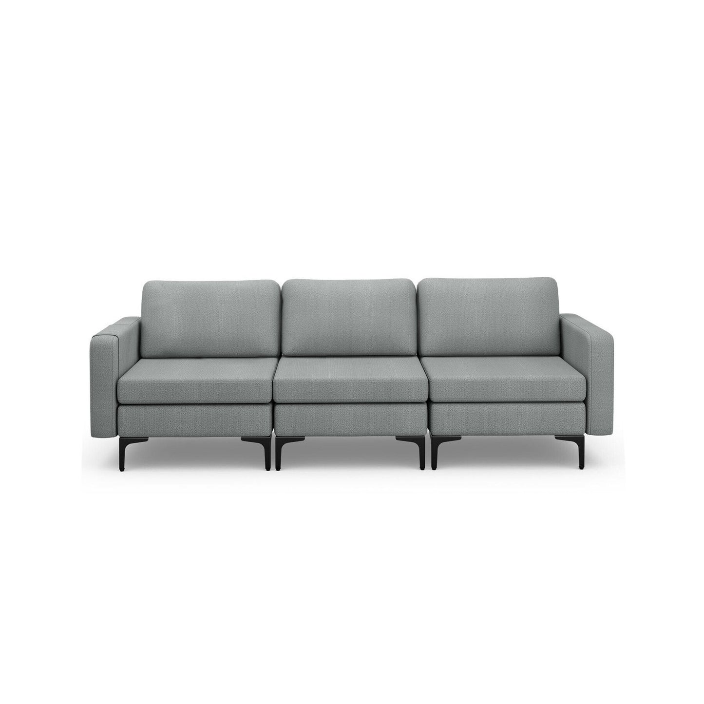 Convertible Leather Sofa Couch with Magazine Pockets 3-Seat with 2 USB Port, Dark Gray Sofas & Loveseats   at Gallery Canada