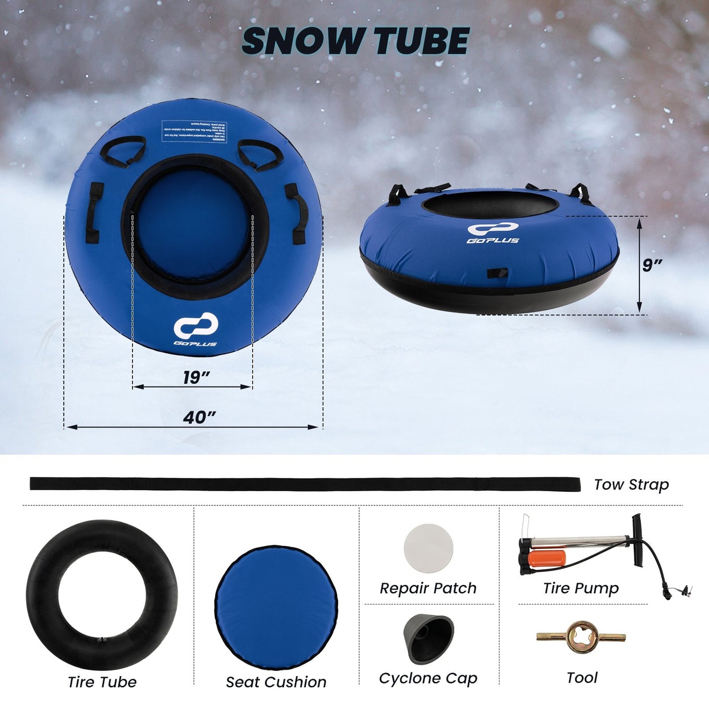 40" Inflatable Snow Sled for Kids and Adults, Blue Winter Sports & Activities   at Gallery Canada