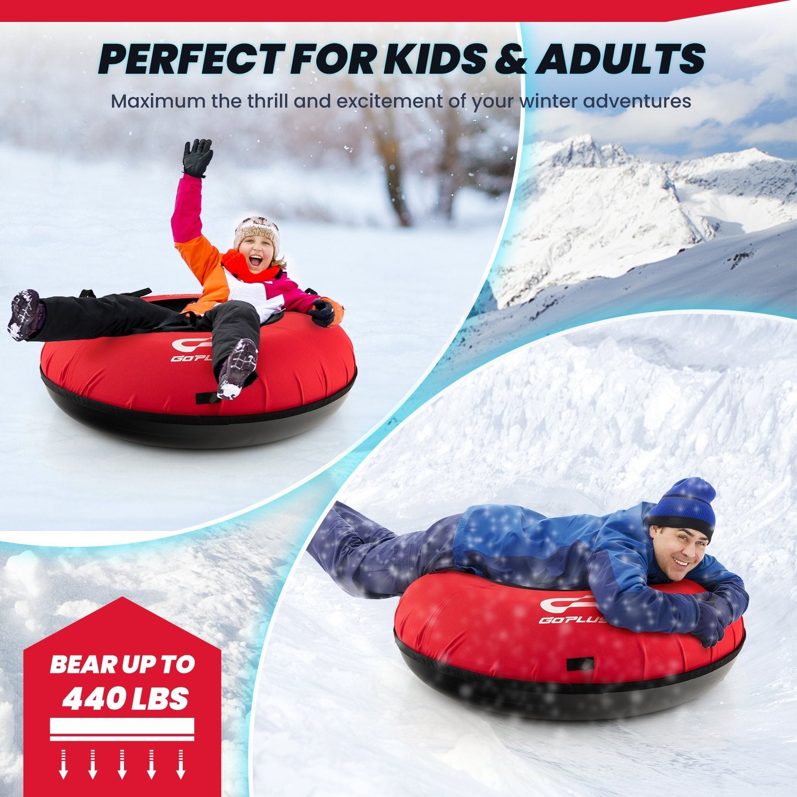 40" Inflatable Snow Sled for Kids and Adults, Red Winter Sports & Activities   at Gallery Canada