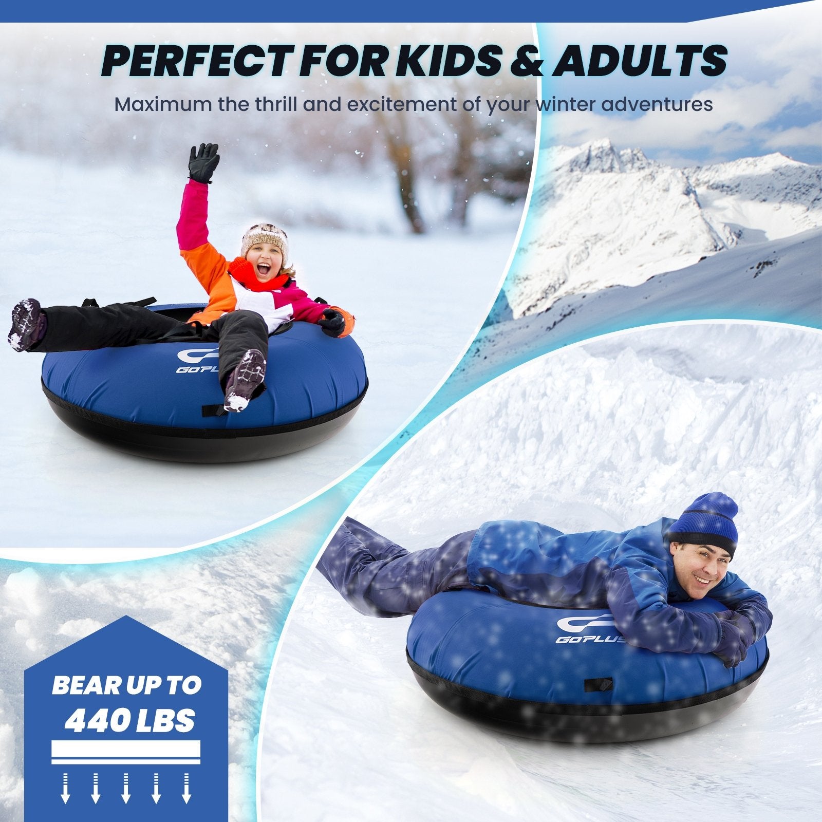 40" Inflatable Snow Sled for Kids and Adults, Blue Winter Sports & Activities   at Gallery Canada