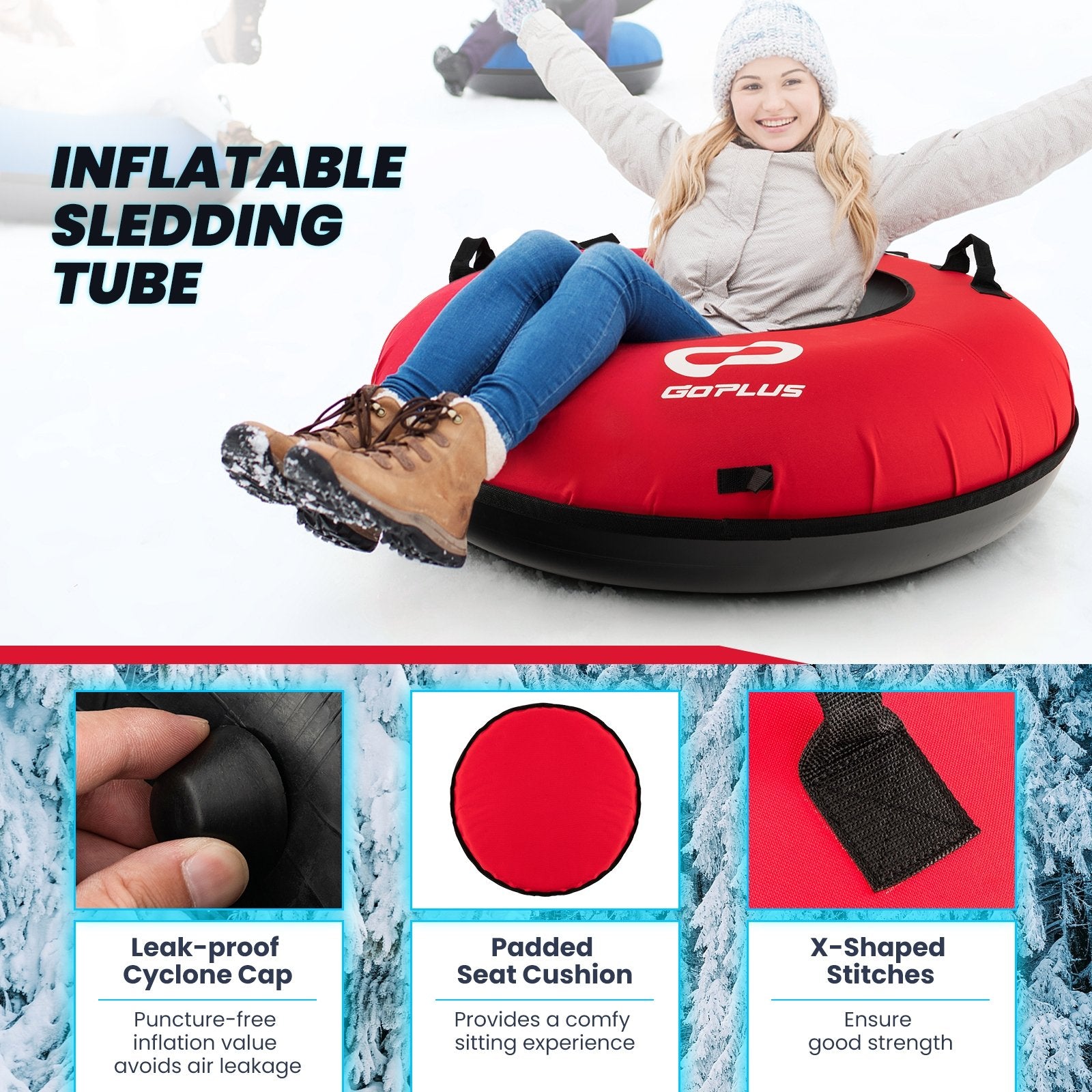 40" Inflatable Snow Sled for Kids and Adults, Red Winter Sports & Activities   at Gallery Canada