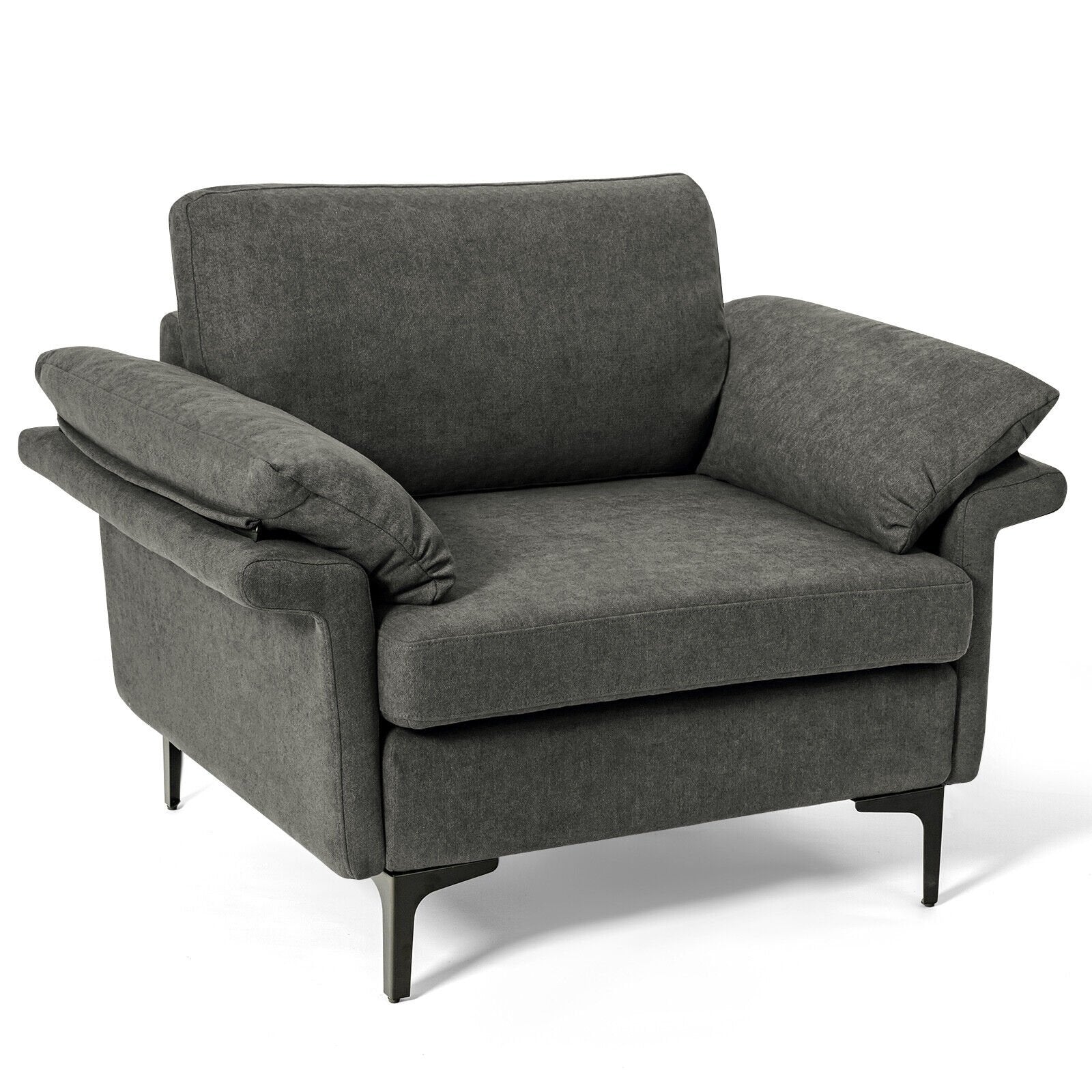 Modern Fabric Accent Armchair with Original Distributed Spring and Armrest Cushions, Gray Sofas & Loveseats   at Gallery Canada