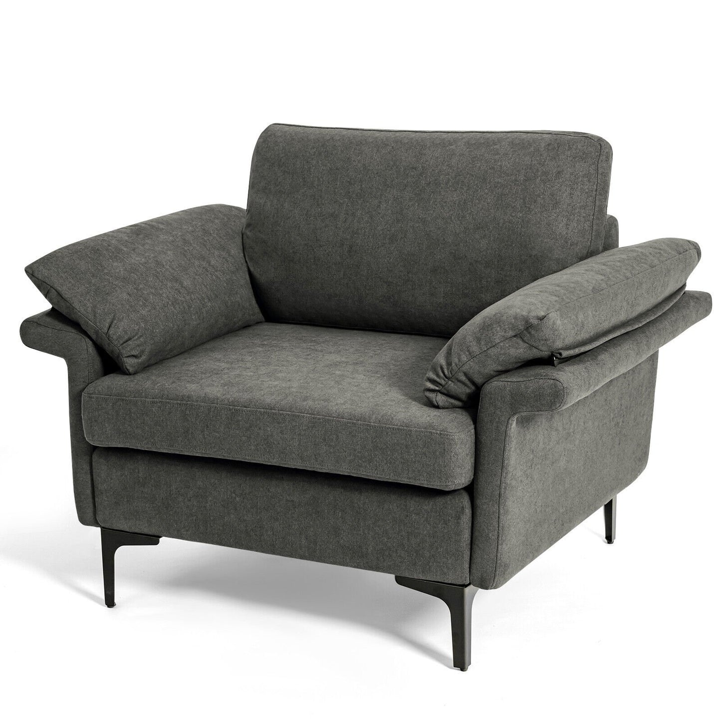 Modern Fabric Accent Armchair with Original Distributed Spring and Armrest Cushions, Gray Sofas & Loveseats   at Gallery Canada