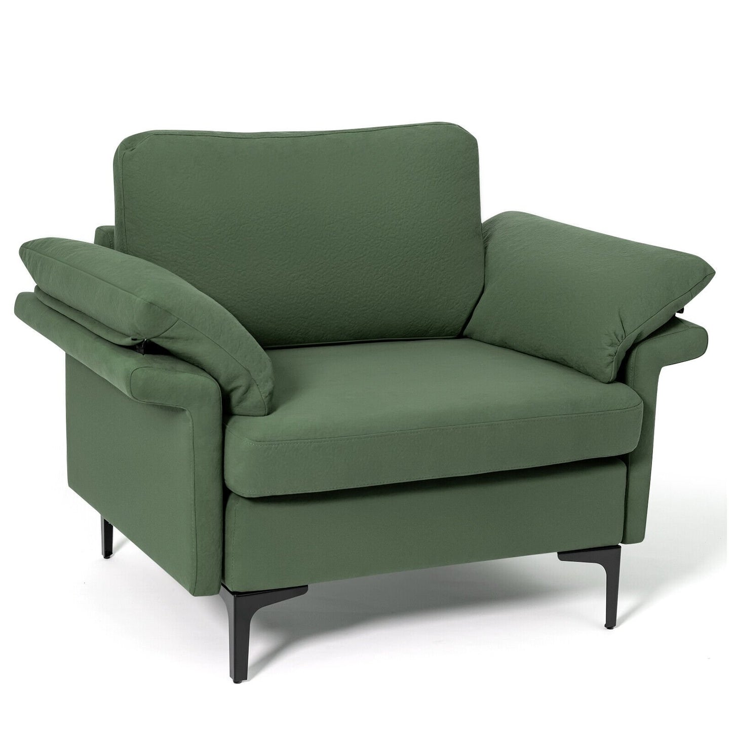 Modern Fabric Accent Armchair with Original Distributed Spring and Armrest Cushions, Army Green Sofas & Loveseats   at Gallery Canada