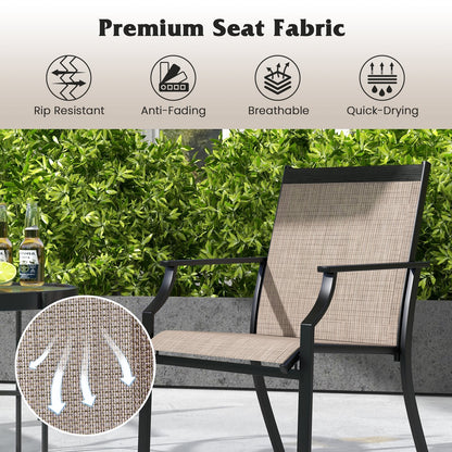 4 Piece Patio Dining Chairs Large Outdoor Chairs with Breathable Seat and Metal Frame, Coffee Patio Dining Chairs   at Gallery Canada