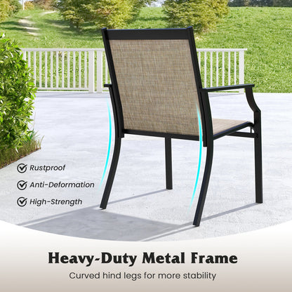 4 Piece Patio Dining Chairs Large Outdoor Chairs with Breathable Seat and Metal Frame, Coffee Patio Dining Chairs   at Gallery Canada