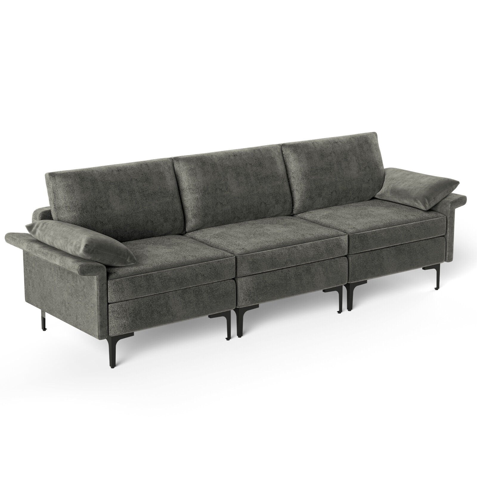 Large 3-Seat Sofa Sectional with Metal Legs for 3-4 people, Gray Sofas & Loveseats   at Gallery Canada