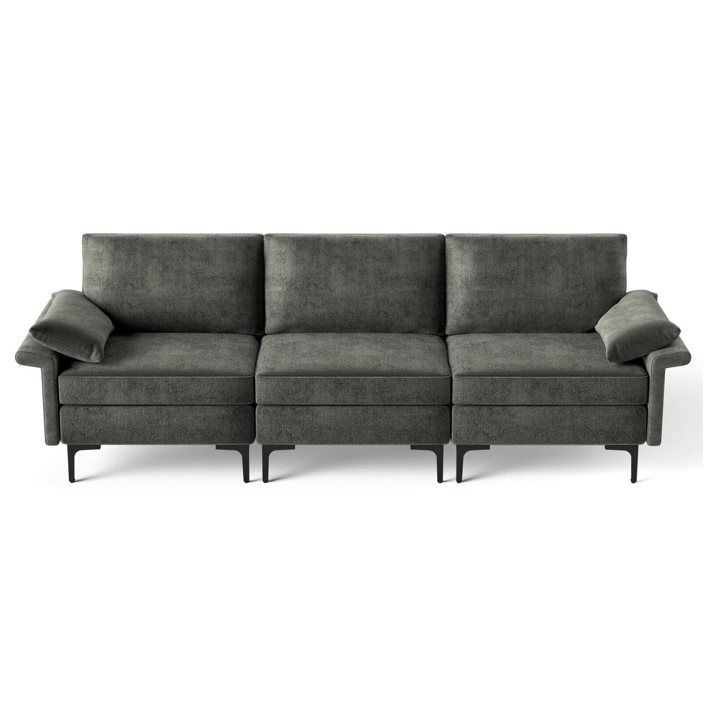 Large 3-Seat Sofa Sectional with Metal Legs for 3-4 people, Gray - Gallery Canada