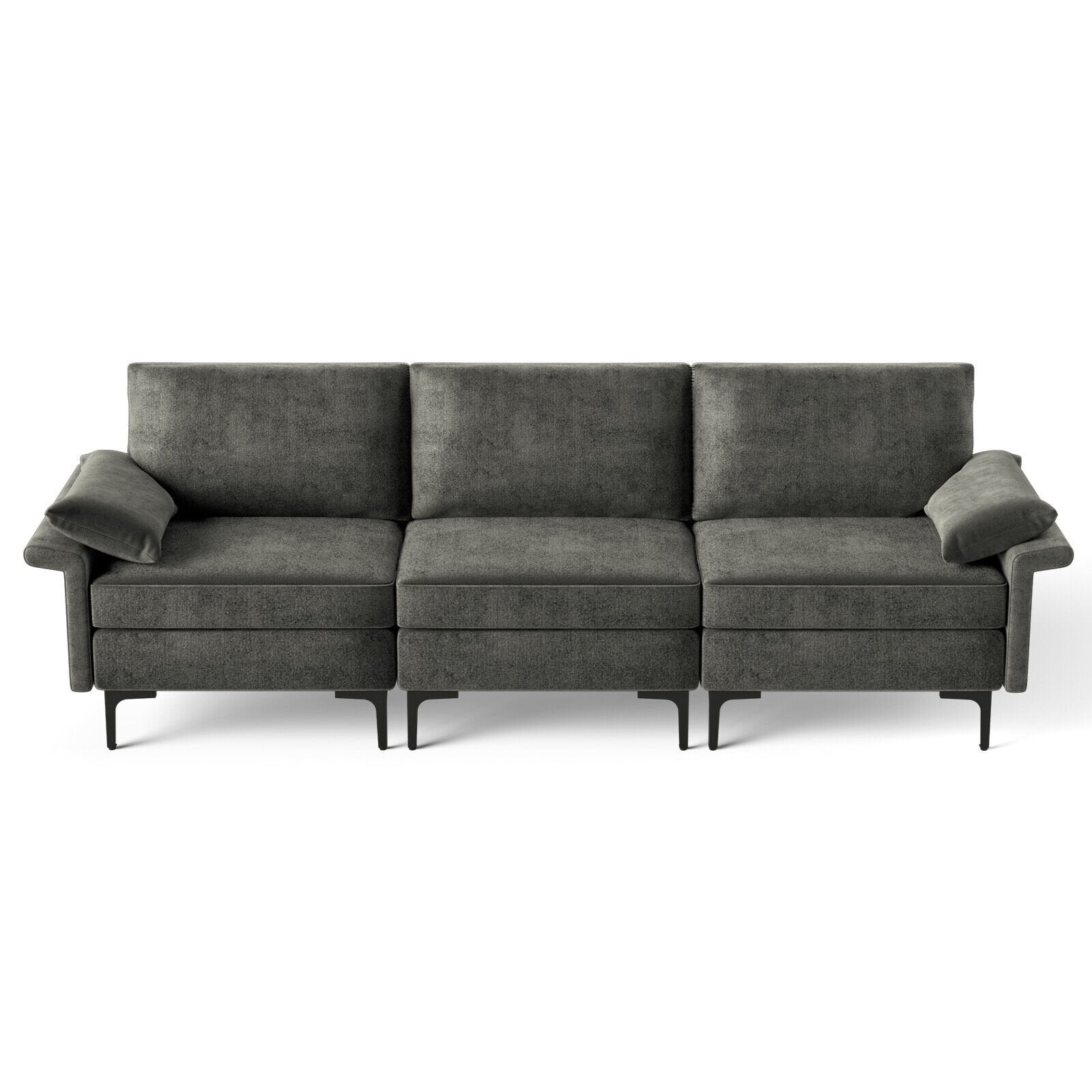 Large 3-Seat Sofa Sectional with Metal Legs for 3-4 people, Gray Sofas & Loveseats   at Gallery Canada