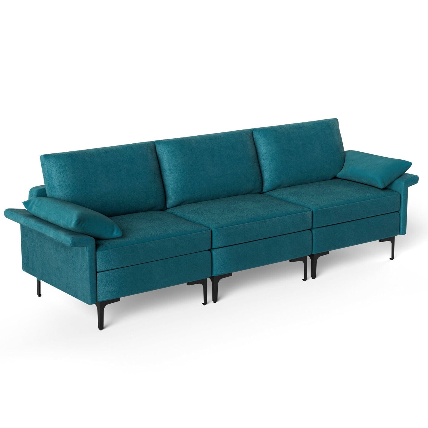 Large 3-Seat Sofa Sectional with Metal Legs for 3-4 people, Turquoise Sofas & Loveseats   at Gallery Canada