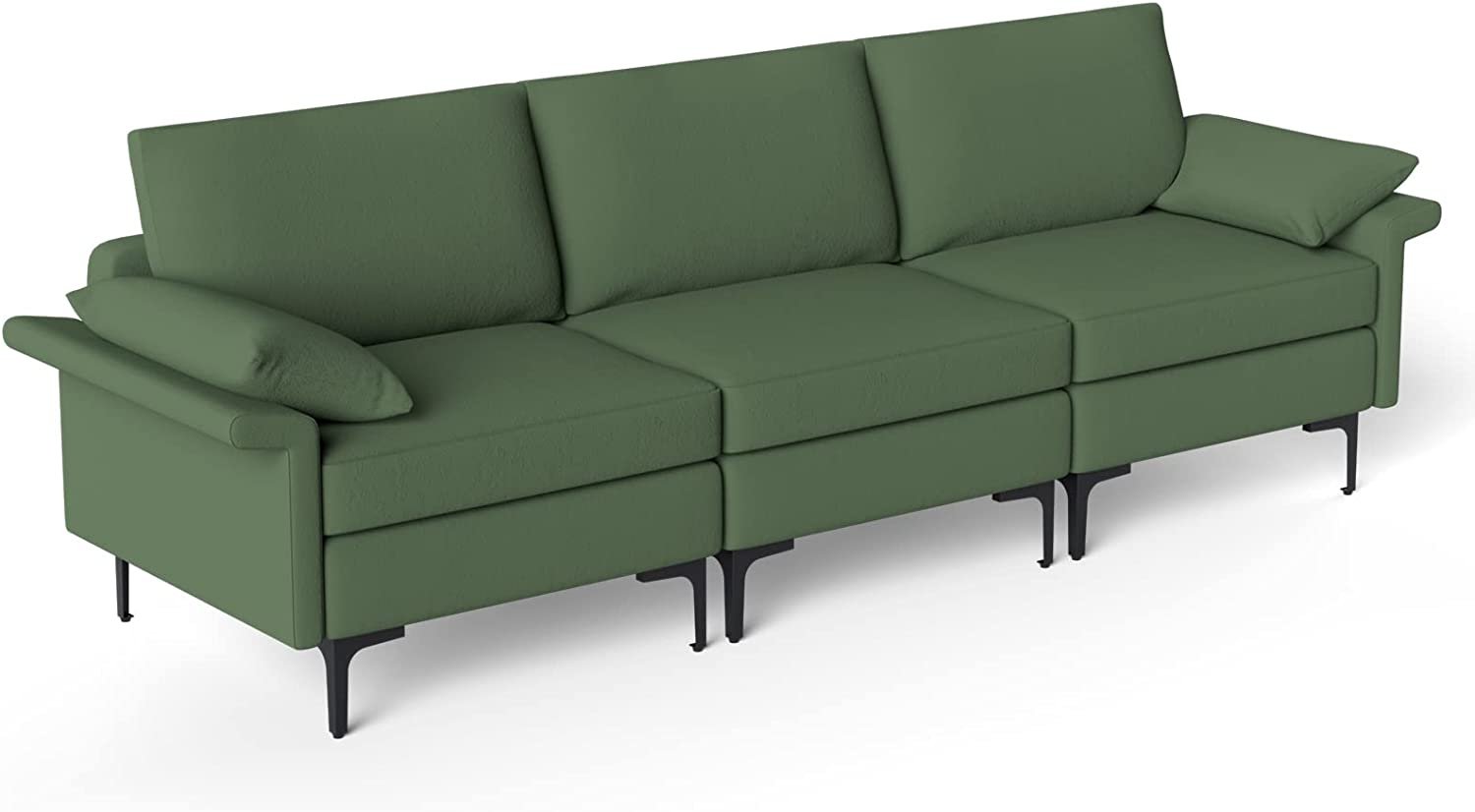 Large 3-Seat Sofa Sectional with Metal Legs for 3-4 people, Army Green Sofas & Loveseats   at Gallery Canada