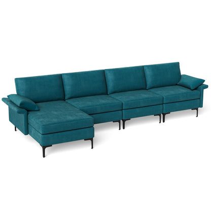 Extra Large L-shaped Sectional Sofa with Reversible Chaise and 2 USB Ports for 4-5 People, Turquoise Sofas & Loveseats   at Gallery Canada