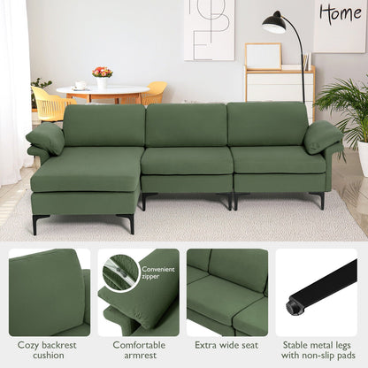 Extra Large Modular L-shaped Sectional Sofa with Reversible Chaise for 4-5 People, Army Green Sofas & Loveseats   at Gallery Canada