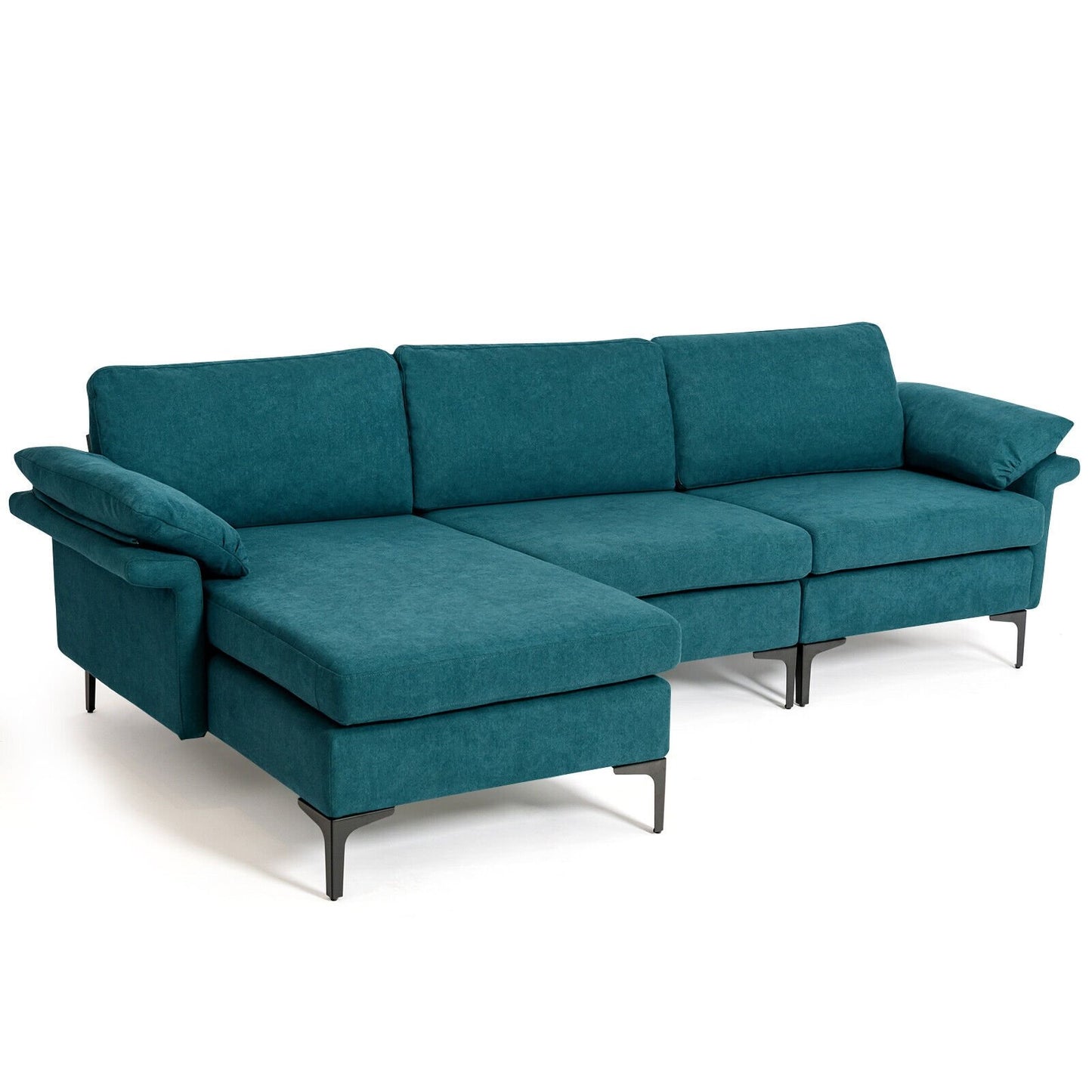 Extra Large Modular L-shaped Sectional Sofa with Reversible Chaise for 4-5 People, Peacock Blue Sofas & Loveseats   at Gallery Canada