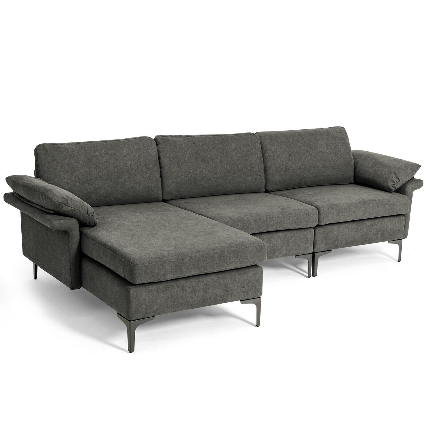 Extra Large Modular L-shaped Sectional Sofa with Reversible Chaise for 4-5 People, Gray Sofas & Loveseats   at Gallery Canada