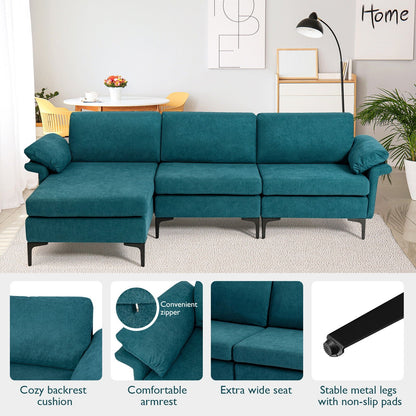 Extra Large Modular L-shaped Sectional Sofa with Reversible Chaise for 4-5 People, Peacock Blue Sofas & Loveseats   at Gallery Canada