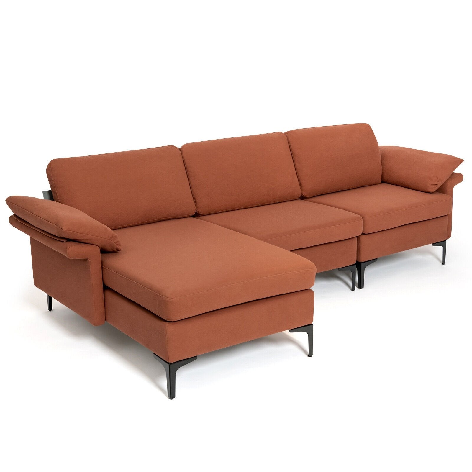 Extra Large Modular L-shaped Sectional Sofa with Reversible Chaise for 4-5 People-Rust Red, Red Sofas & Loveseats Red at Gallery Canada
