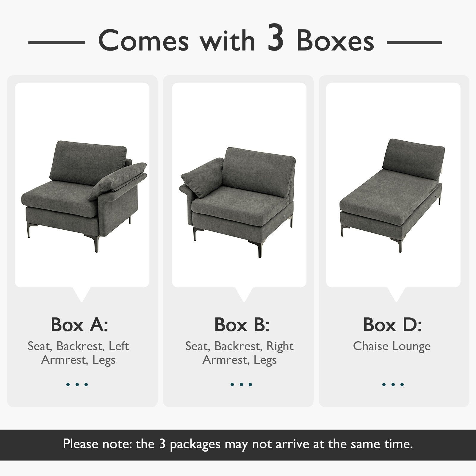 Extra Large Modular L-shaped Sectional Sofa with Reversible Chaise for 4-5 People, Gray Sofas & Loveseats   at Gallery Canada