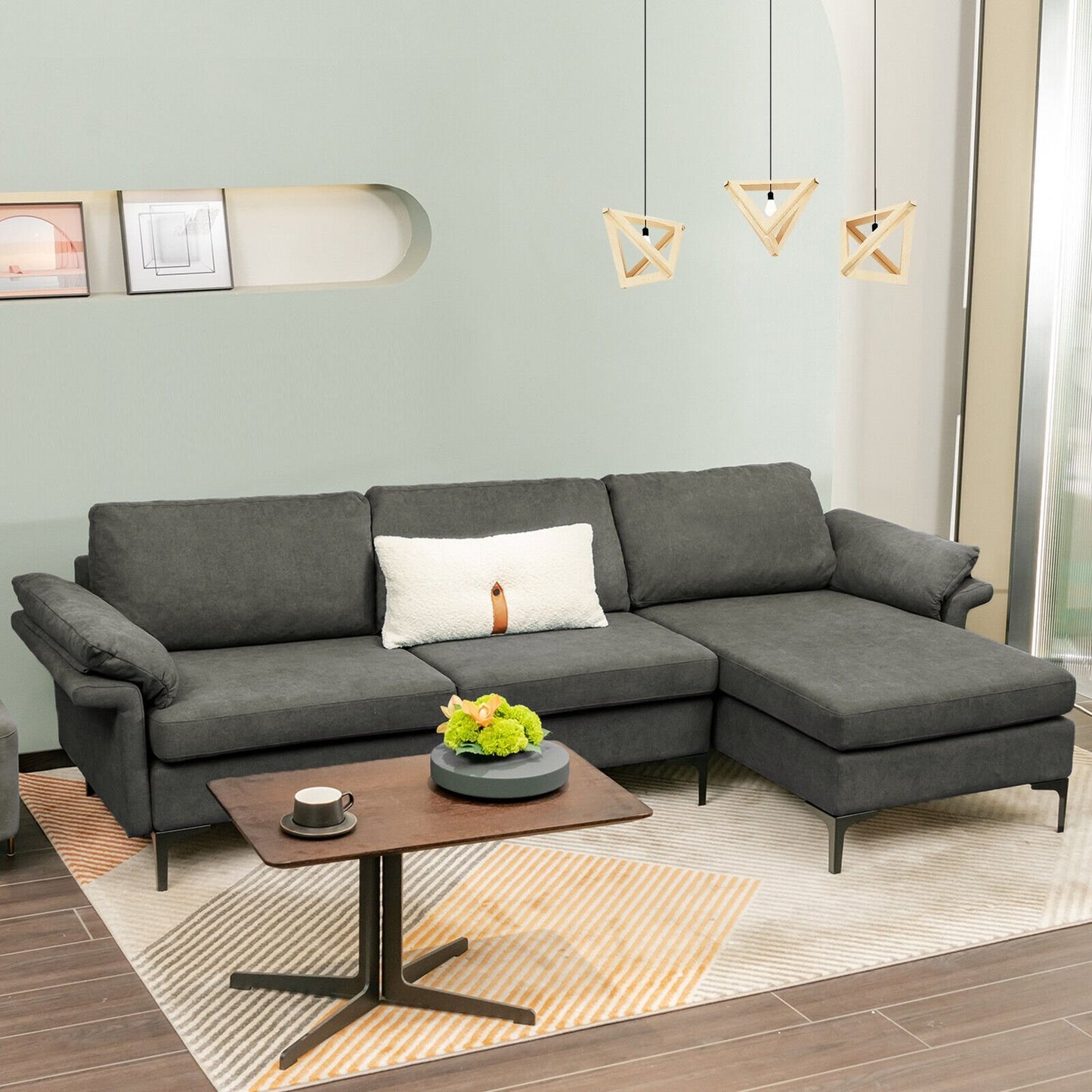 Extra Large Modular L-shaped Sectional Sofa with Reversible Chaise for 4-5 People, Gray Sofas & Loveseats   at Gallery Canada