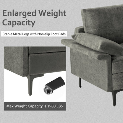 Large 3-Seat Sofa Sectional with Metal Legs and 2 USB Ports for 3-4 people, Gray Sofas & Loveseats   at Gallery Canada