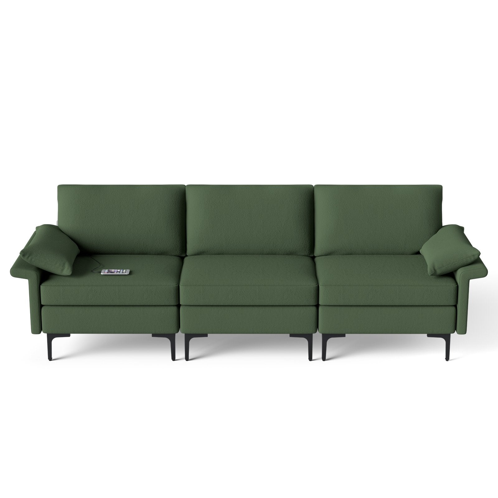 Large 3-Seat Sofa Sectional with Metal Legs and 2 USB Ports for 3-4 people, Army Green Sofas & Loveseats   at Gallery Canada