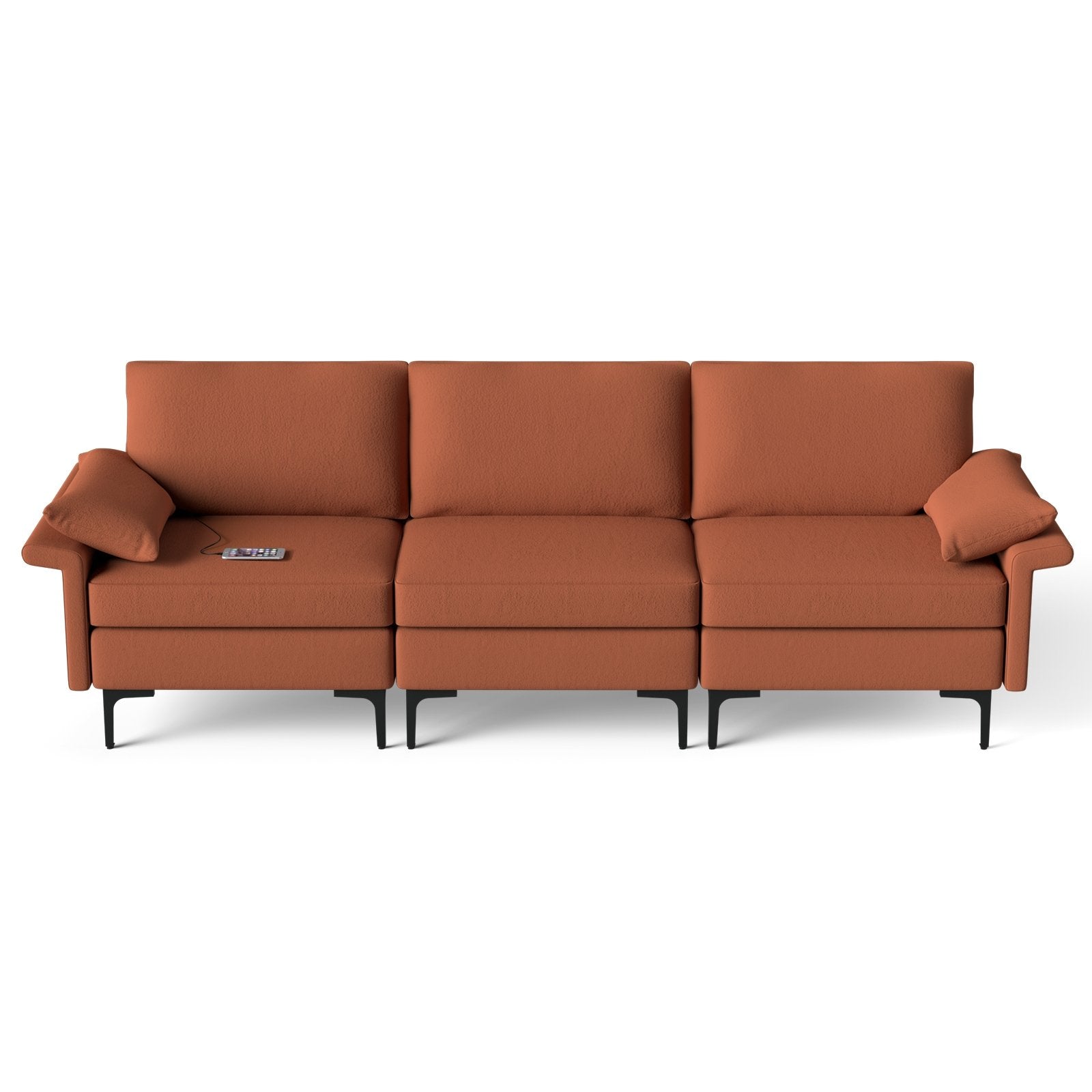 Large 3-Seat Sofa Sectional with Metal Legs and 2 USB Ports for 3-4 people, Red Sofas & Loveseats   at Gallery Canada