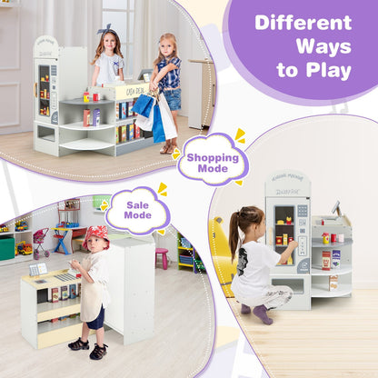 Kids Grocery Store Playset with Cash Register POS Machine, Gray Play Kitchen Sets   at Gallery Canada