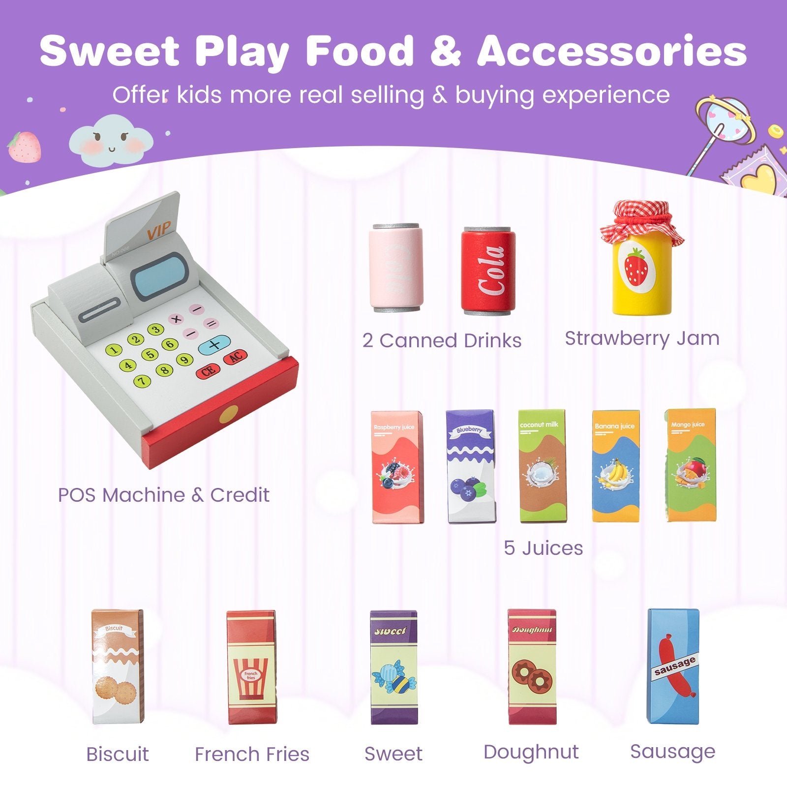 Kids Grocery Store Playset with Cash Register POS Machine, Gray Play Kitchen Sets   at Gallery Canada