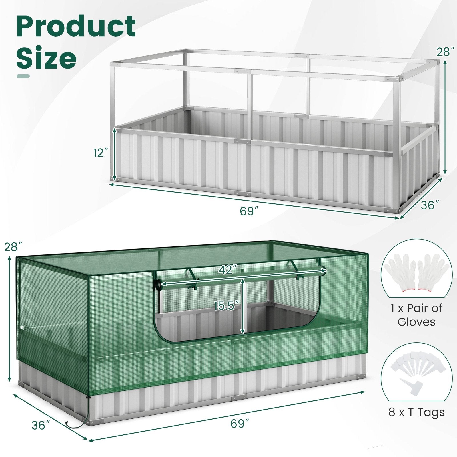 Galvanized Raised Garden Bed with Greenhouse Cover, Green Greenhouses   at Gallery Canada