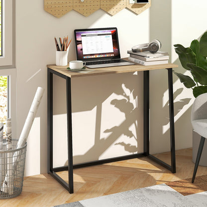 31 Inch Space-saving Folding Computer Desk for Home Office, Natural - Gallery Canada