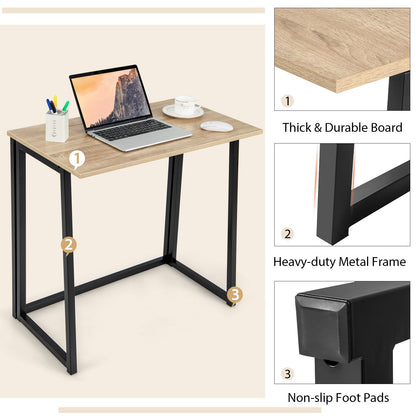 31 Inch Space-saving Folding Computer Desk for Home Office, Natural - Gallery Canada