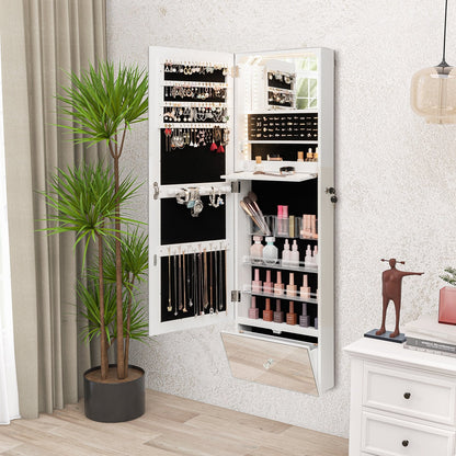 Wall Mounted Jewelry Armoire Organizer with Full-Length Frameless Mirror, White Jewelry Armoires   at Gallery Canada