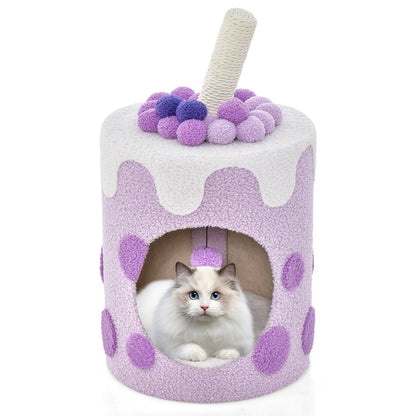 Bubble Tea Cat Tree Tower with Scratching Post, Purple Cat Trees Condos & Scratchers   at Gallery Canada