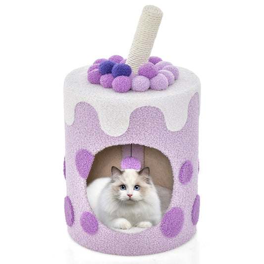 Bubble Tea Cat Tree Tower with Scratching Post, Purple Cat Trees Condos & Scratchers   at Gallery Canada