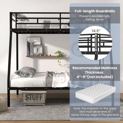 Space-saving Metal Slatted Bed Frame for Teens and Adults Noise-free No Box Spring Needed, Black Bunk Bed Frame   at Gallery Canada