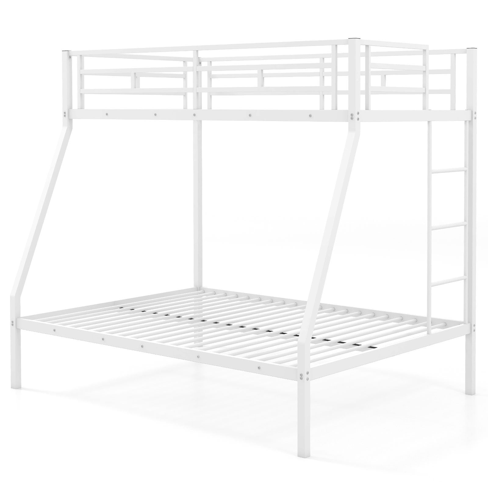 Space-saving Metal Slatted Bed Frame for Teens and Adults Noise-free No Box Spring Needed, White Bunk Bed Frame   at Gallery Canada