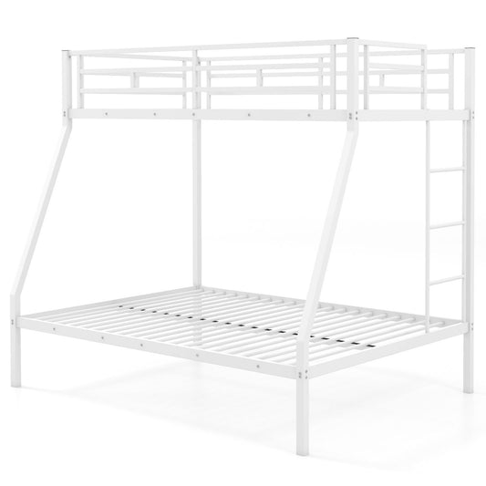 Space-saving Metal Slatted Bed Frame for Teens and Adults Noise-free No Box Spring Needed, White Bunk Bed Frame   at Gallery Canada