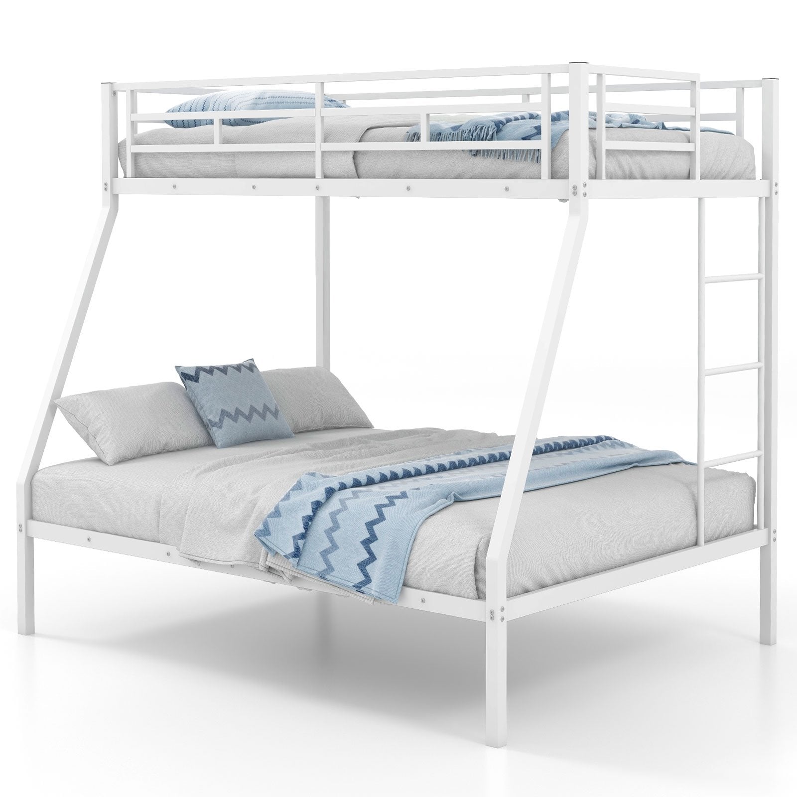 Space-saving Metal Slatted Bed Frame for Teens and Adults Noise-free No Box Spring Needed, White Bunk Bed Frame   at Gallery Canada