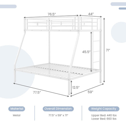 Space-saving Metal Slatted Bed Frame for Teens and Adults Noise-free No Box Spring Needed, White Bunk Bed Frame   at Gallery Canada