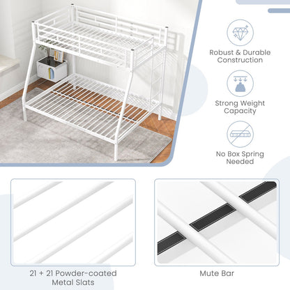 Space-saving Metal Slatted Bed Frame for Teens and Adults Noise-free No Box Spring Needed, White Bunk Bed Frame   at Gallery Canada